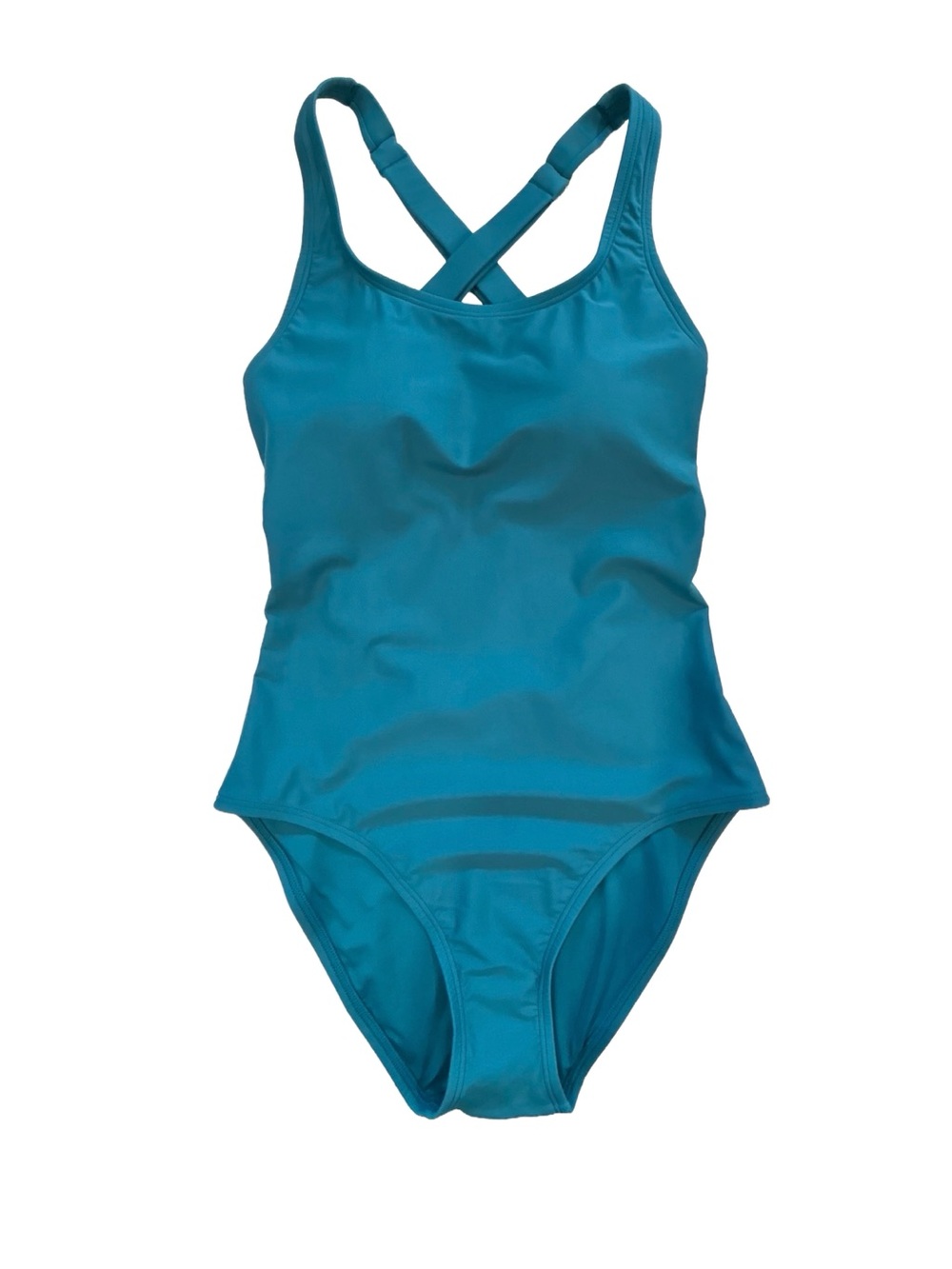 Quince Italian Crossback One Piece Swimsuit S teal padded Beach vacation NWT